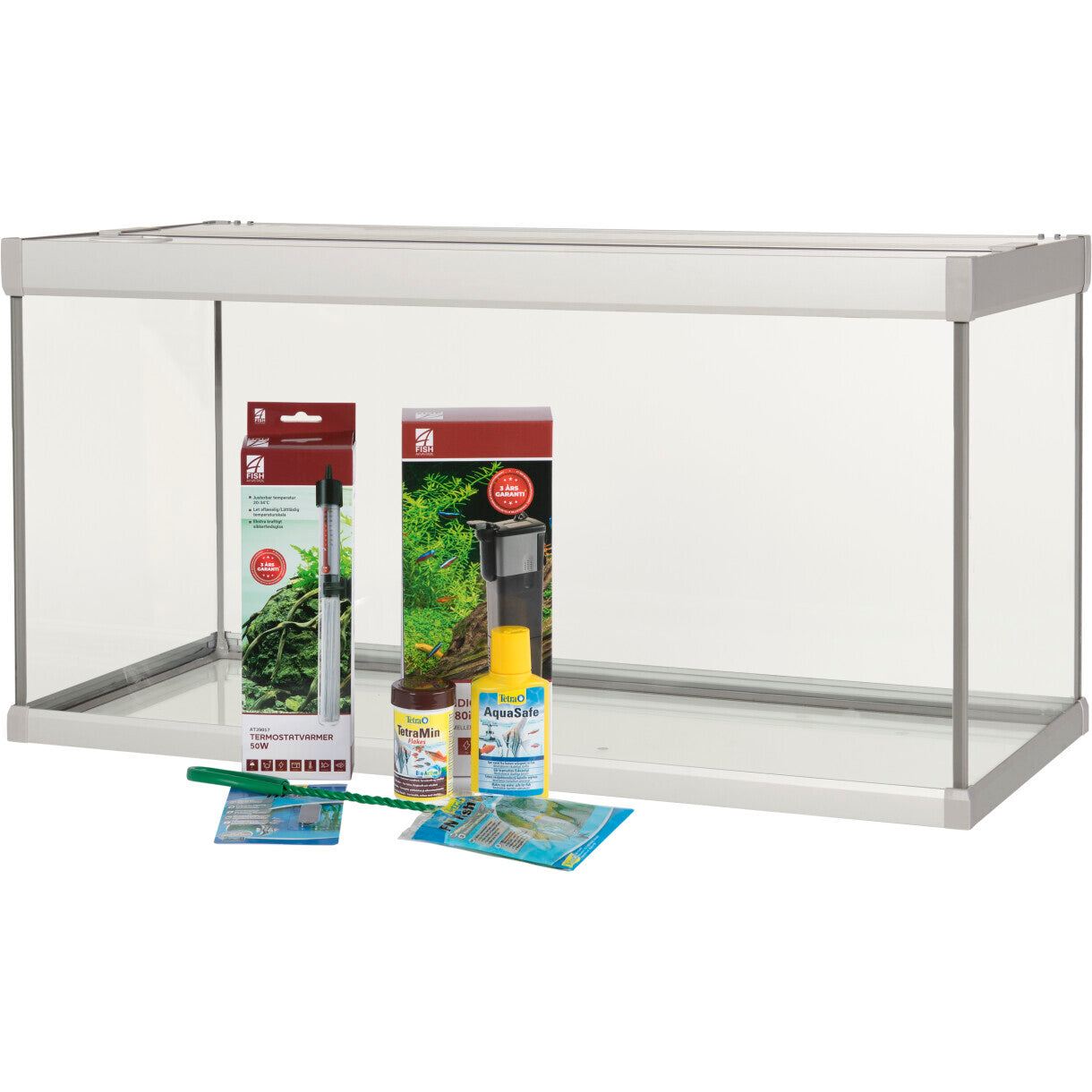 AkvaStabil Family akvarie - 70 x 32,5 x 37 cm - hvid - 54 liter - med tetra tilbehør - filter og heater