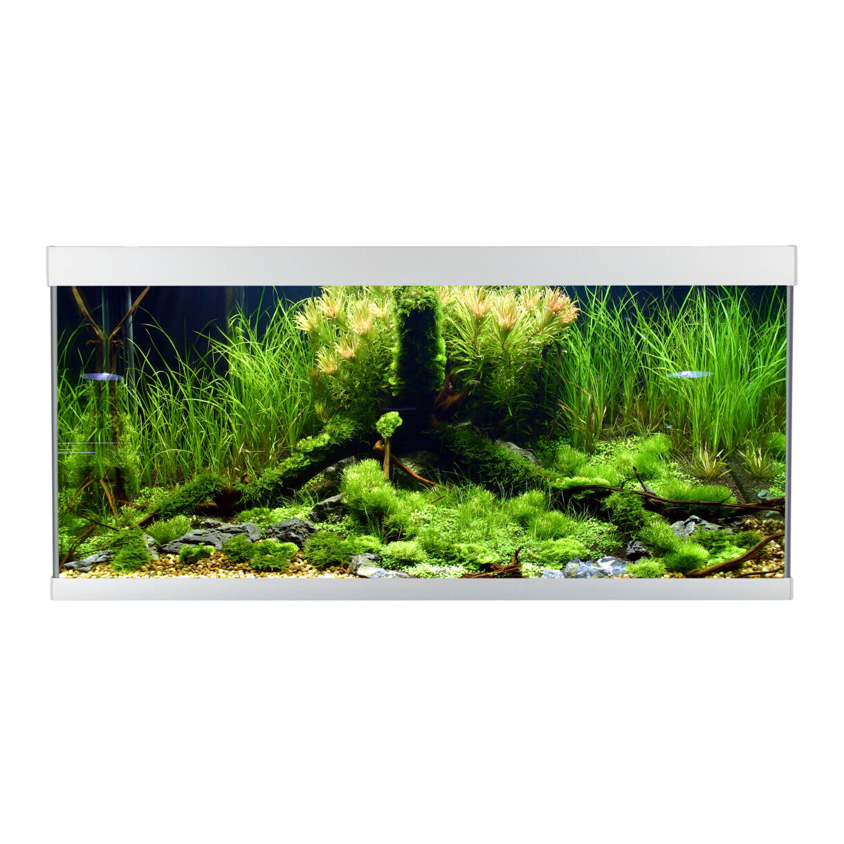 AkvaStabil element akvarie - 100 x 40 x 48 cm - sølv - med filter - varme og LED-lys - 180 liter