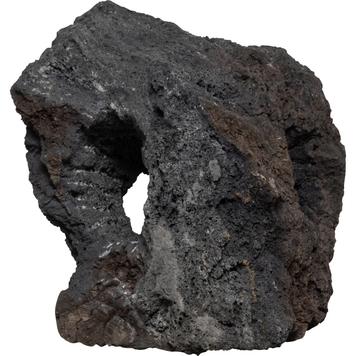 Carved Lavahule til akvarier med 3 huller - sort