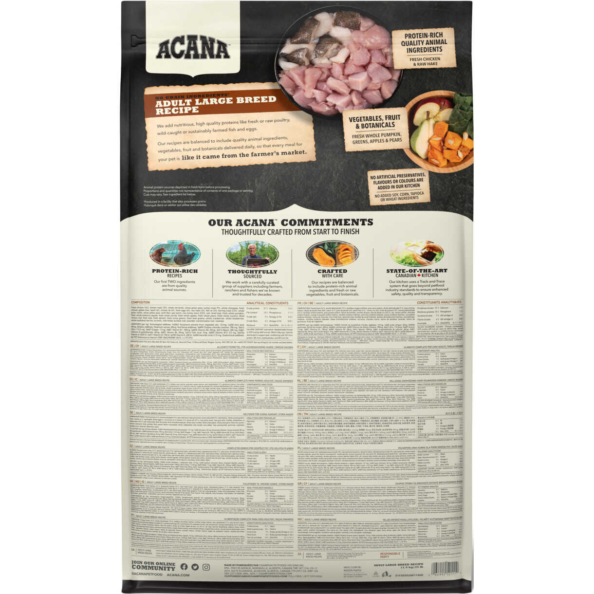 11,4 kg Acana Adult Large Breed hundefoder med kylling