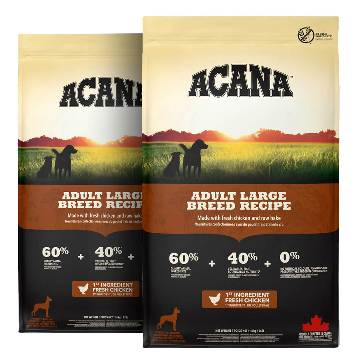2 x 11,4 kg Acana Adult Large Breed hundefoder med kylling
