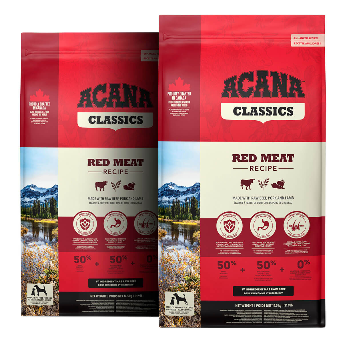 2 x 14,5 kg. Acana Classics Red Meat hundefoder med lam og svinekød