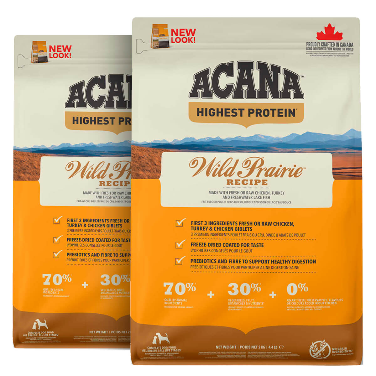 2 x 11,4 kg. Acana Highest Protein  Wild Prairie hundefoder med kylling og fisk