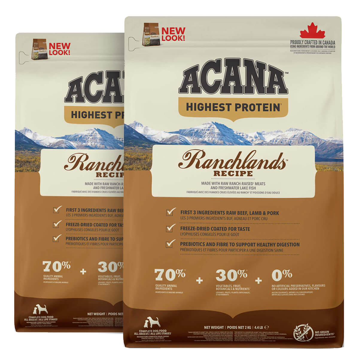 2 x 11,4 kg. Acana Highest Protein Ranchlands hundefoder med oksekød og lam