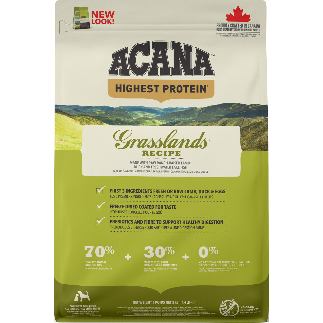 Acana Highest Protein Grasslands hundefoder med lam og and