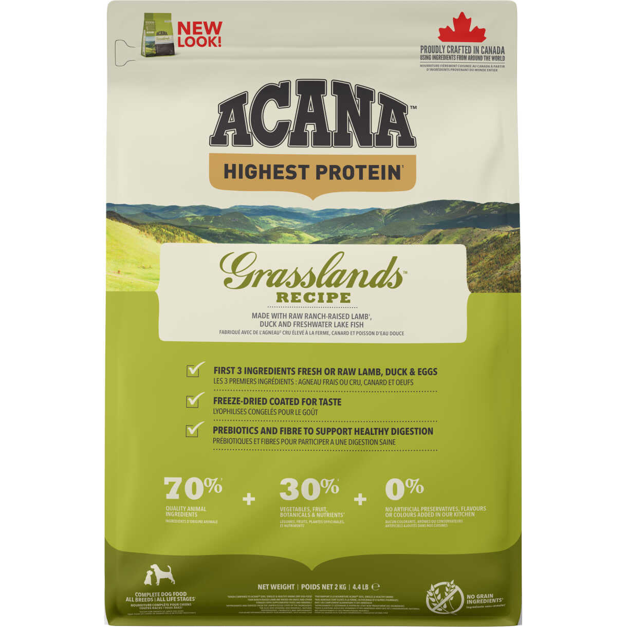 Acana Highest Protein Grasslands hundefoder med lam og and