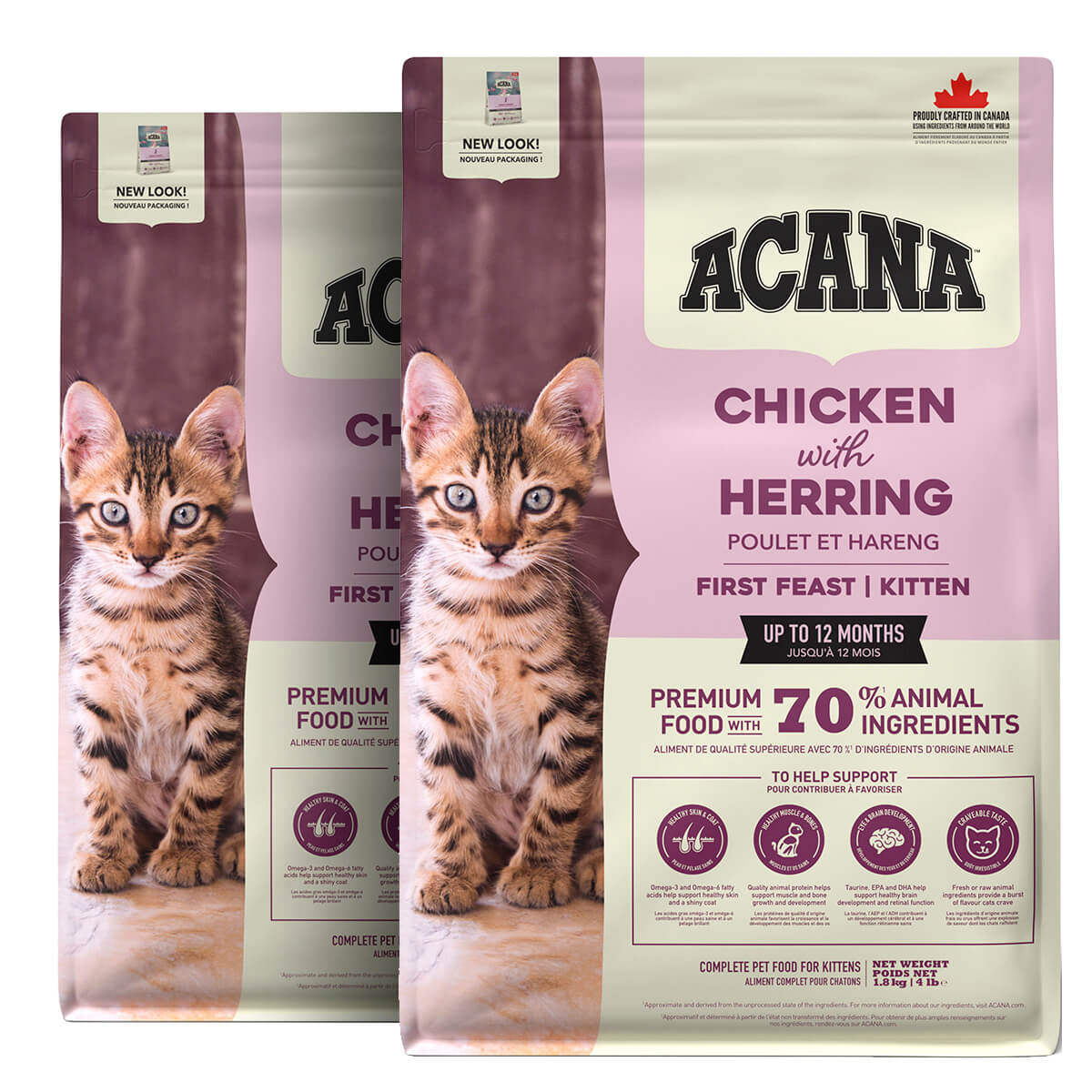 2 x 1,8 kg. Acana First Feast kattemad med kylling og fisk