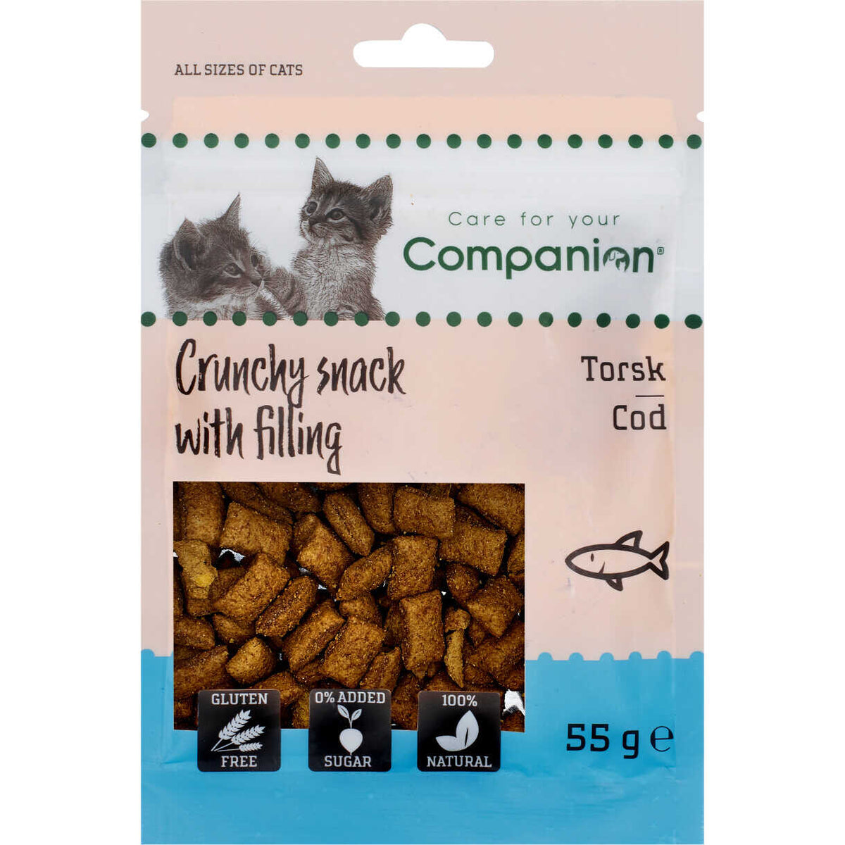 Companion Cat Crunchy Snack med fyld - torsk