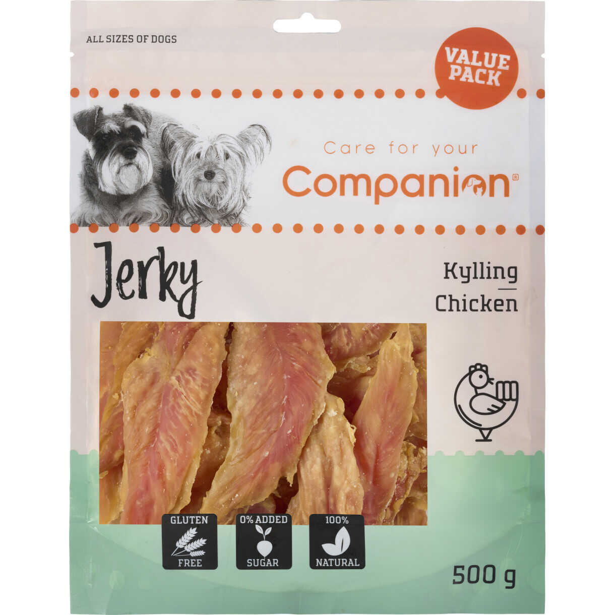 500 g Companion hundesnack med kylling filet - sukker- og glutenfri