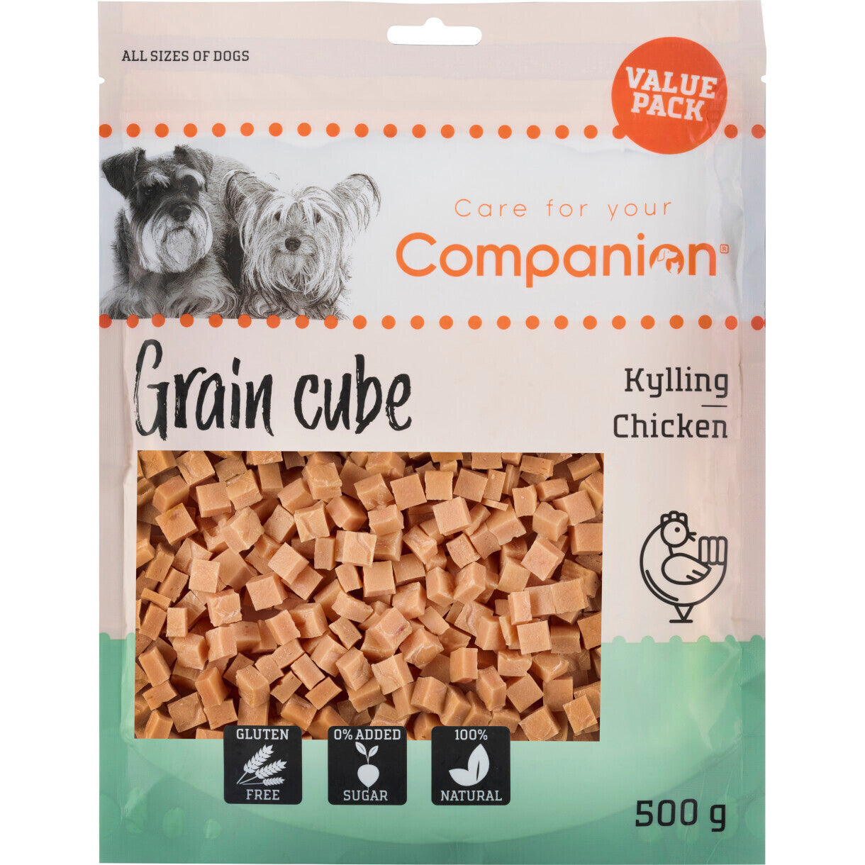 500 g Companion Grain Cube hundegodbidder med kylling