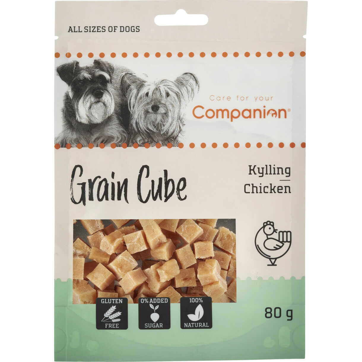80 g Companion Grain Cube hundegodbidder med kylling