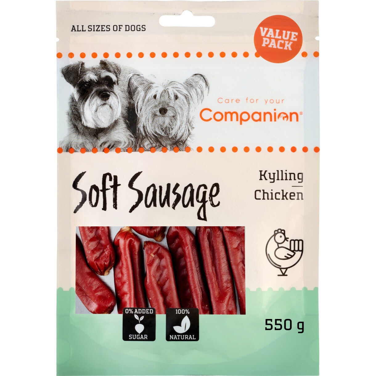 550 g Companion Soft Sausage hundegodbidder med kylling