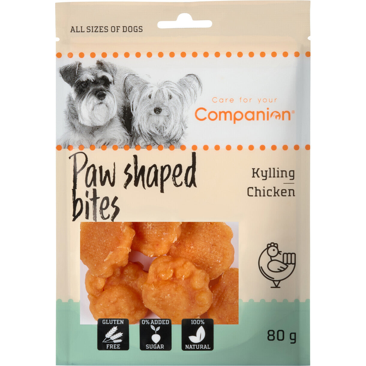 80 g Companion hundesnack med kylling i poteformet tern