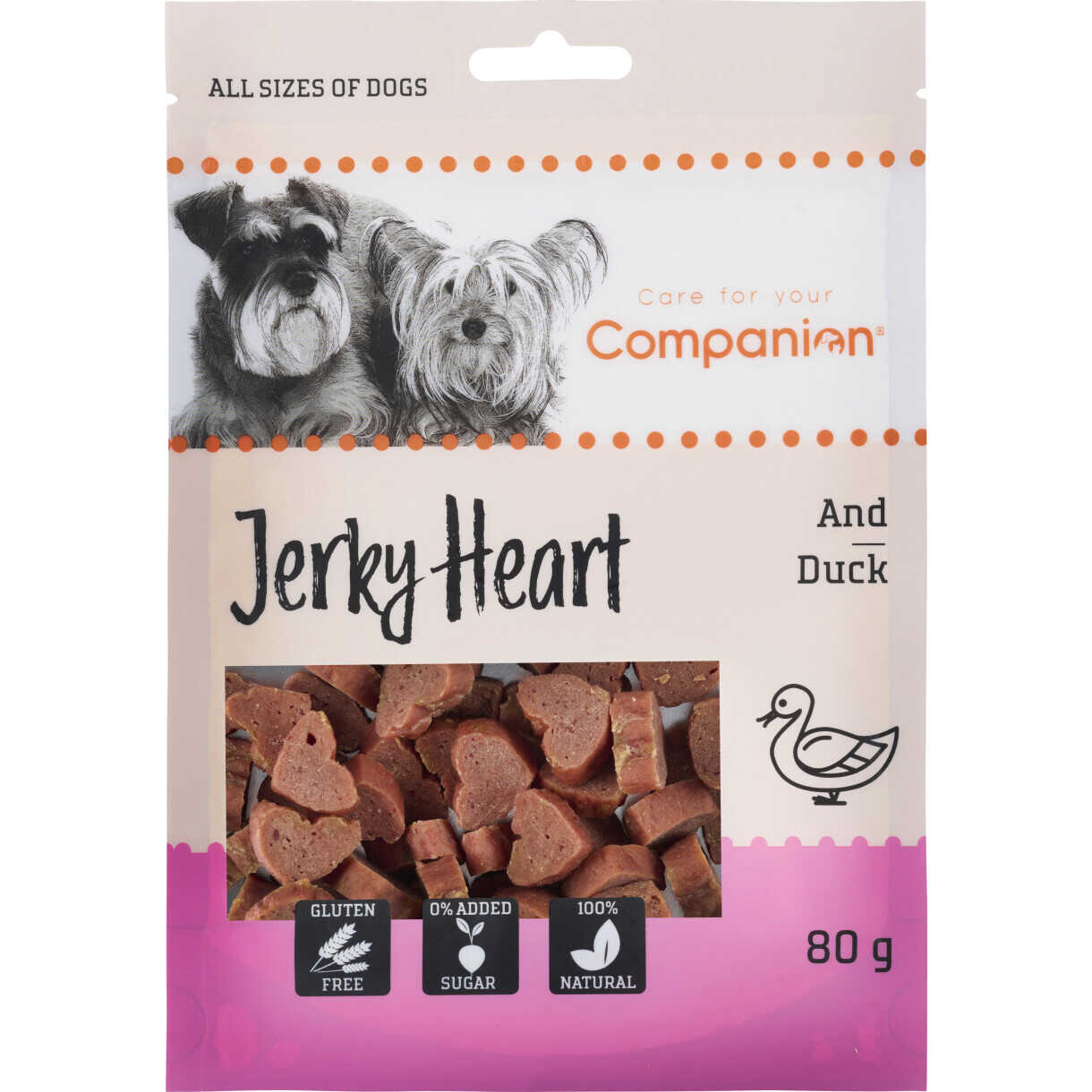80 g Companion hundesnack hjerter med and