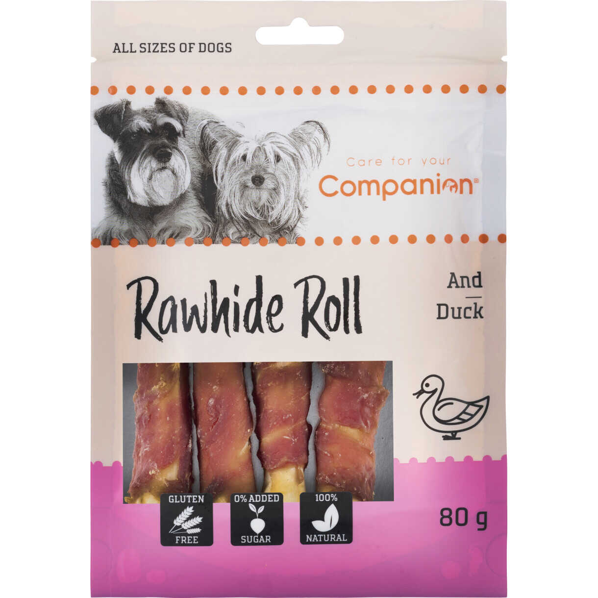 80 g Companion hundesnack råhudruller med kylling