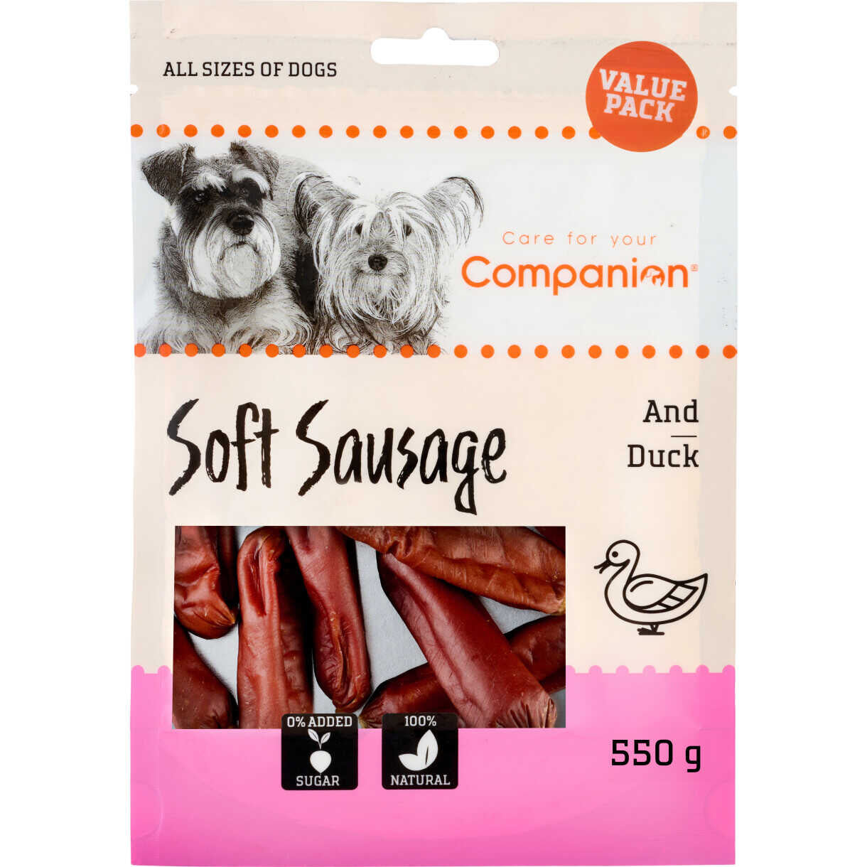 550 g Companion Soft Sausage hundesnack med and
