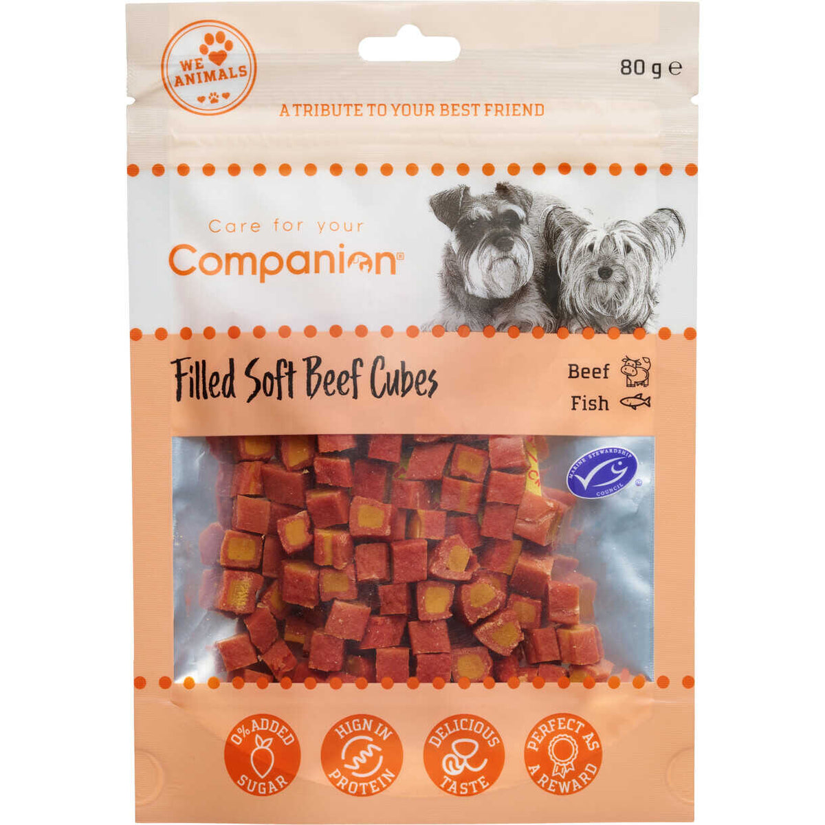 Companion Soft beef cubes (oksekød fyldt med laks & torsk)