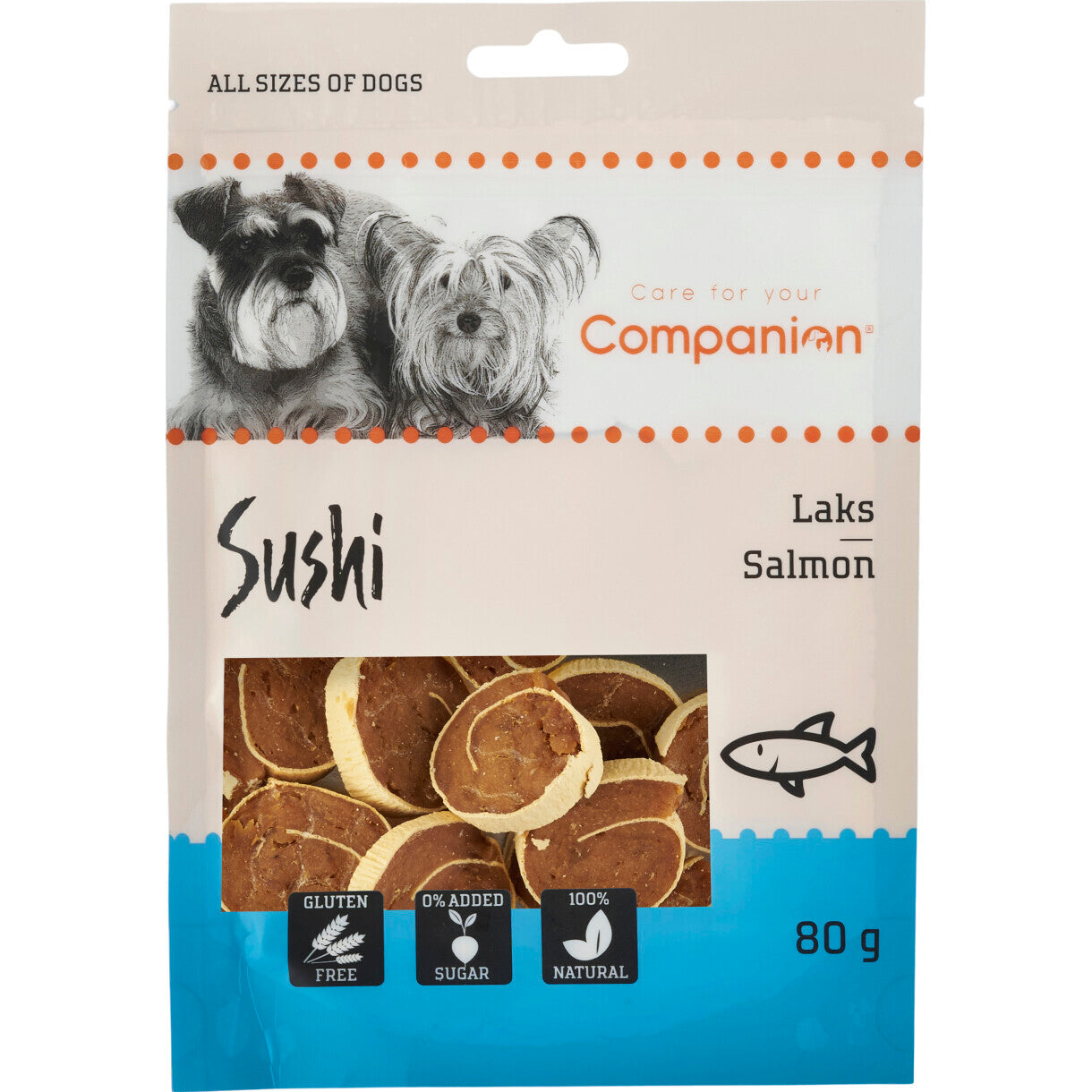 80 g Companion sushi hundesnack med laks