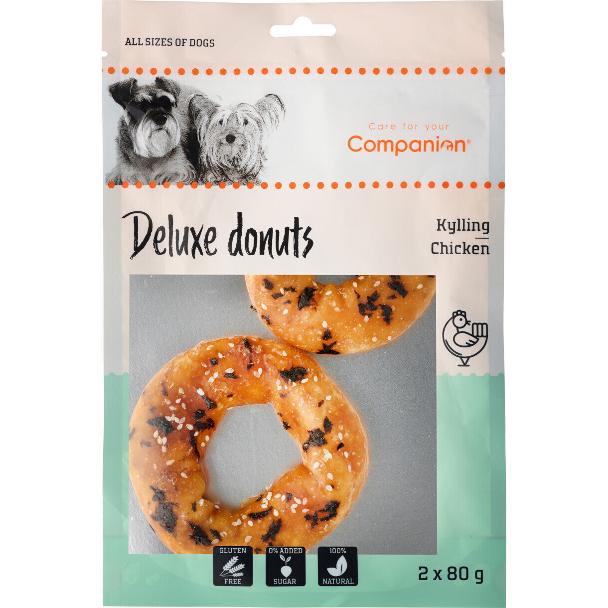 2 x 80 g Companion kylling donut snack til hunde