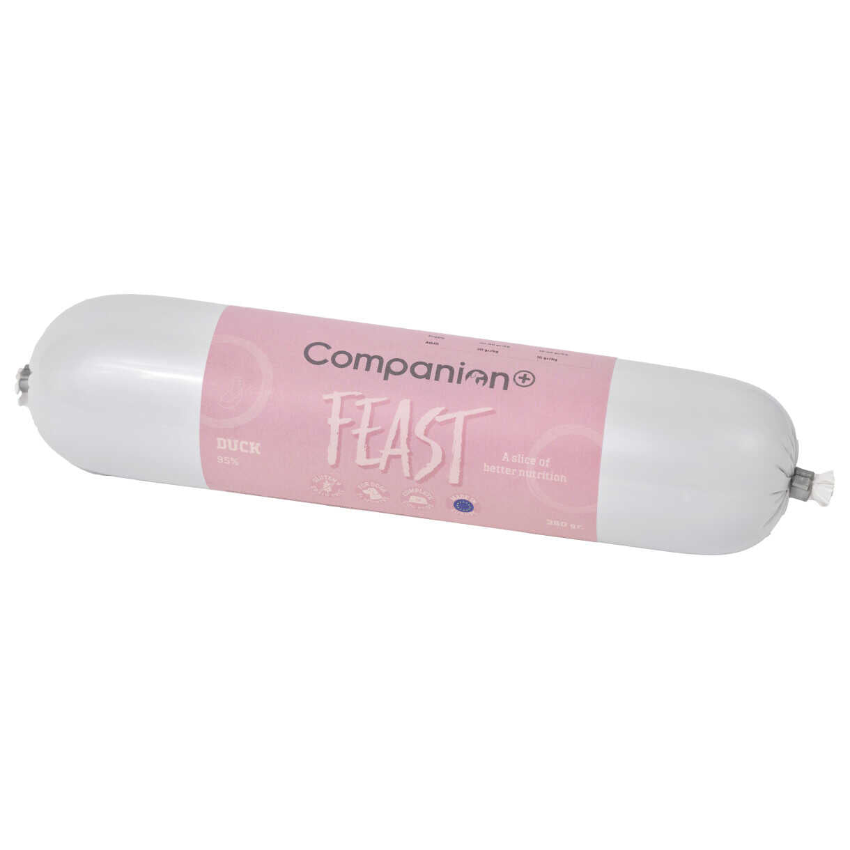 350g Companion+ FEAST foderpølse til hunde, med and