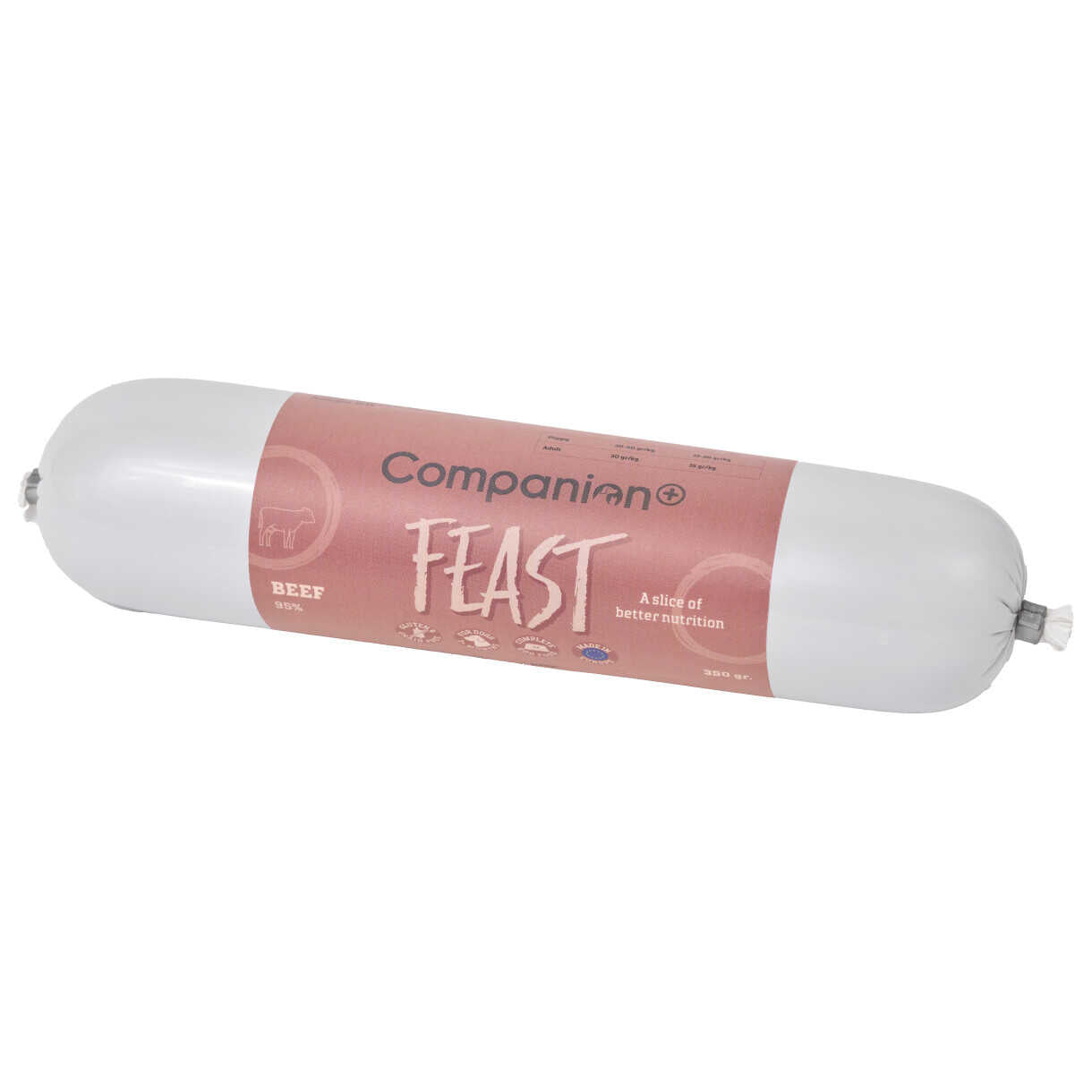 350g Companion+ FEAST foderpølse til hunde, med okse