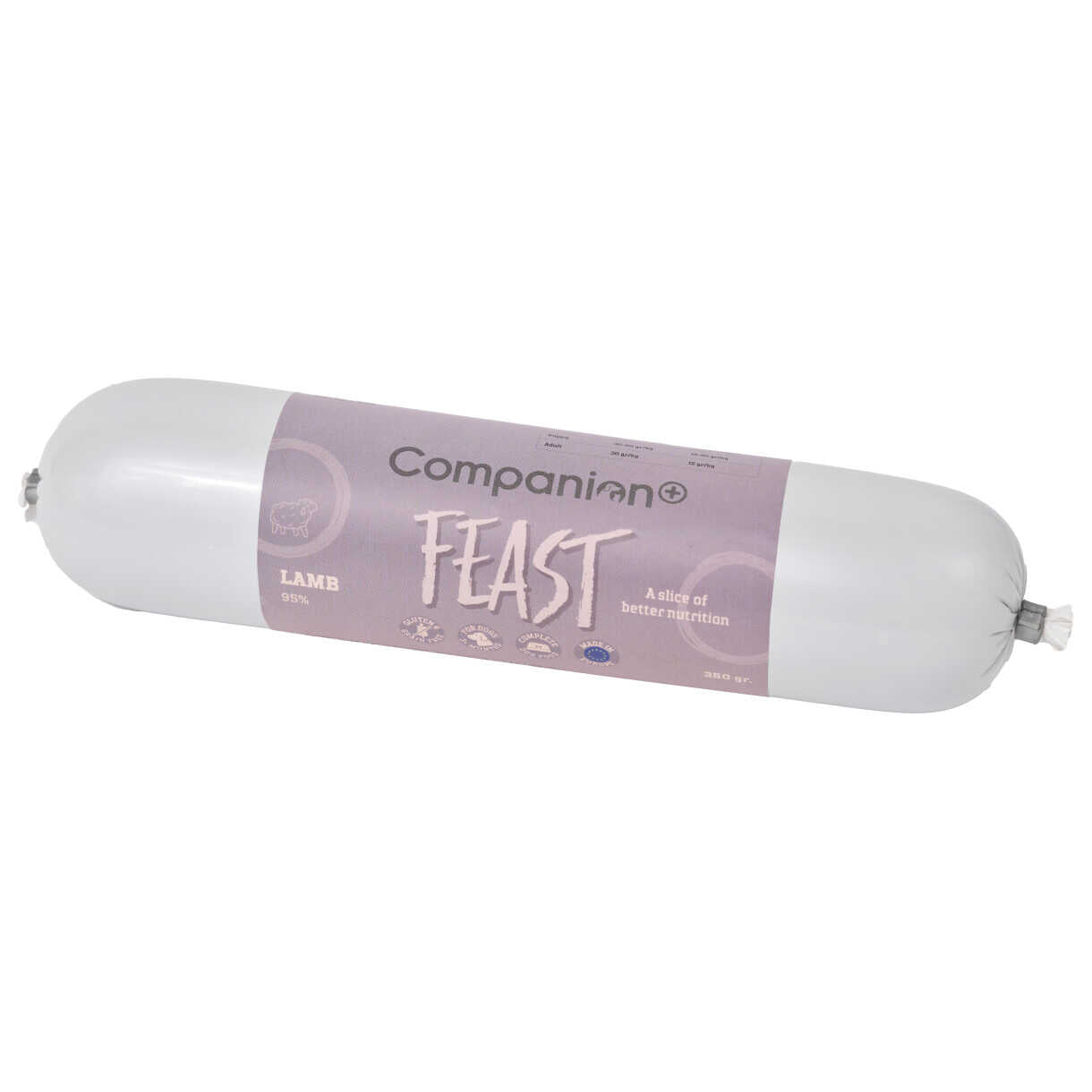 350g Companion+ FEAST foderpølse til hunde, med lam