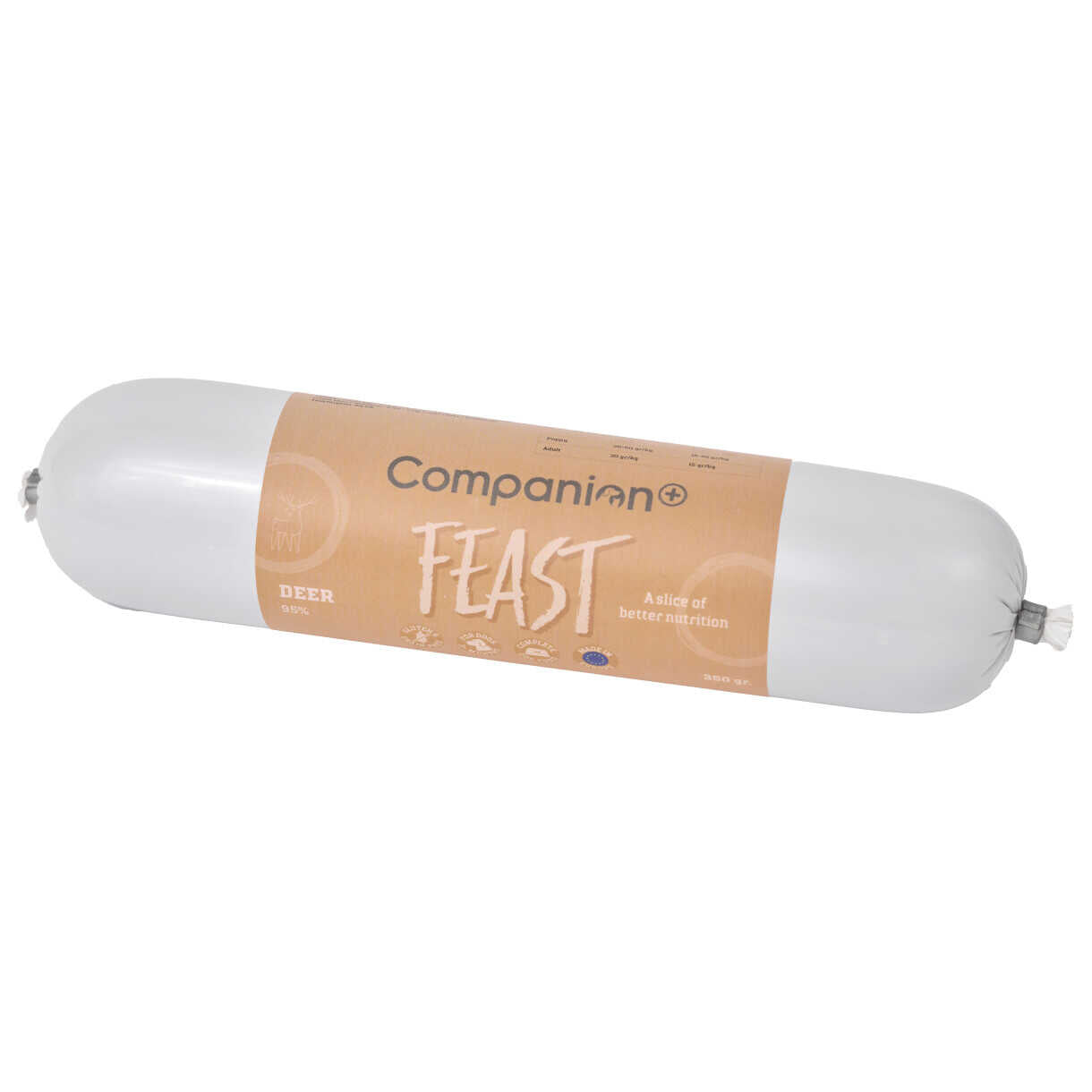 350g Companion+ FEAST foderpølse til hunde, med hjortekød