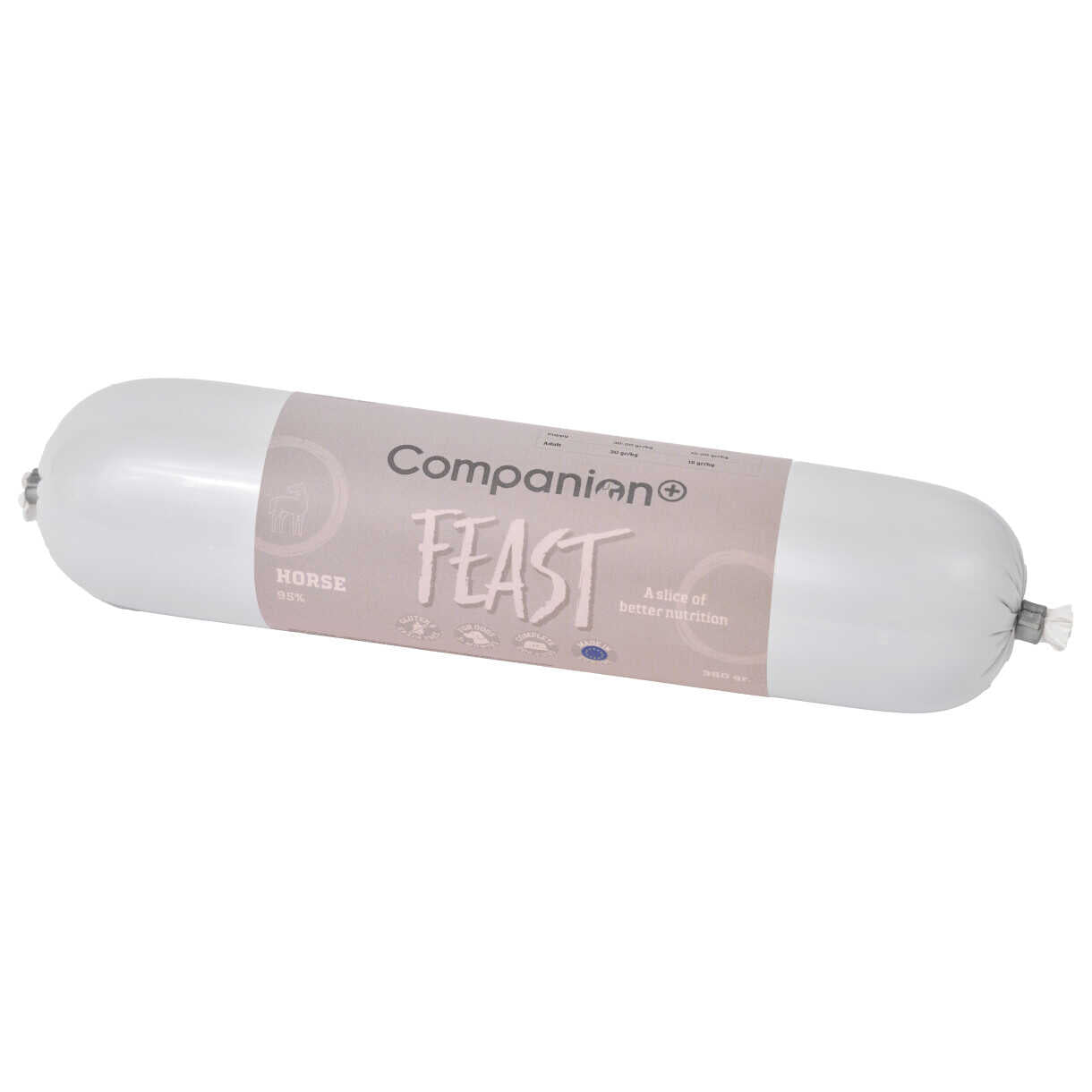 350g Companion+ FEAST foderpølse til hunde, med hestekød