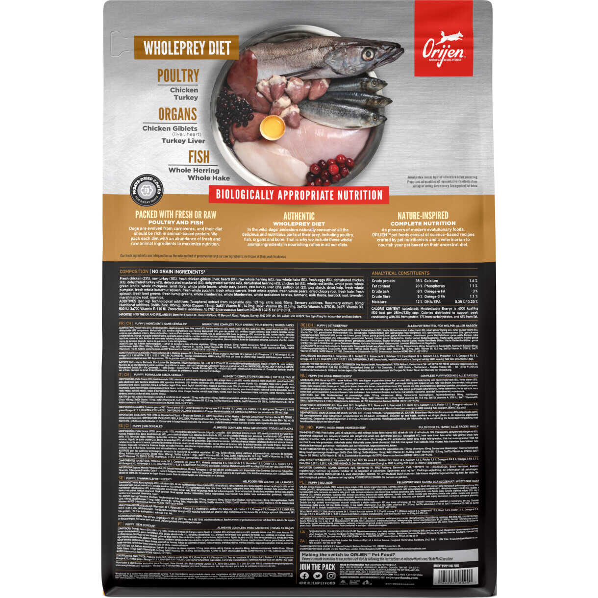 Orijen Puppy hundefoder med kylling og fisk
