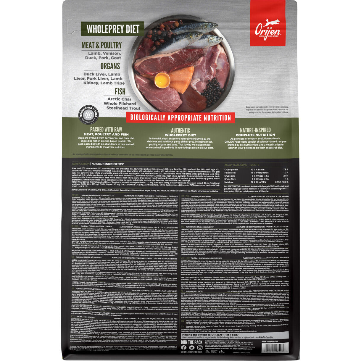 Orijen Tundra hundefoder med lam, vildt, and og fisk