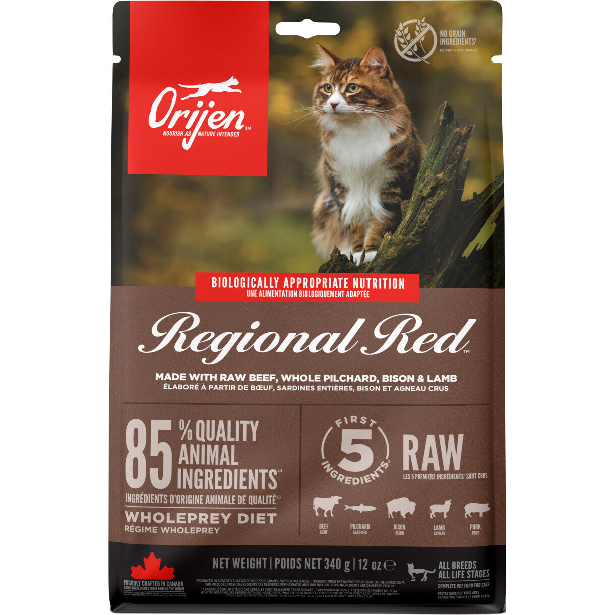 Orijen Regional Red kattemad med oksekød, sardin, bison og lam