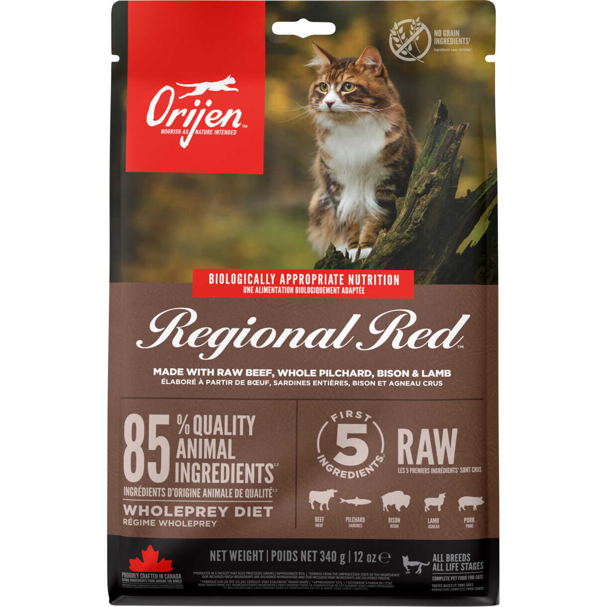 Orijen Regional Red kattemad med oksekød, sardin, bison og lam