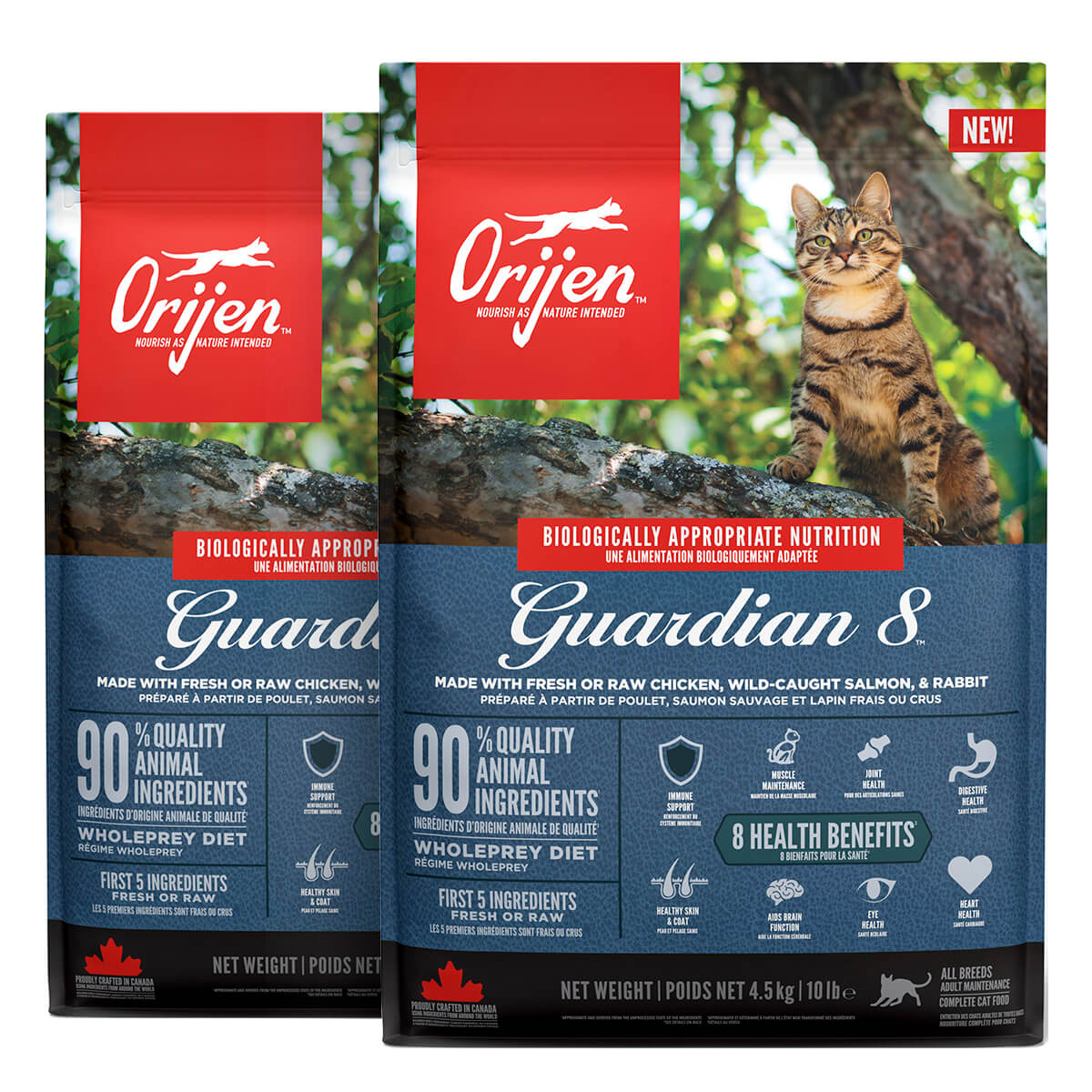 2 x 4,5 kg. Orijen Guardian 8 kattefoder med kylling, laks og kanin