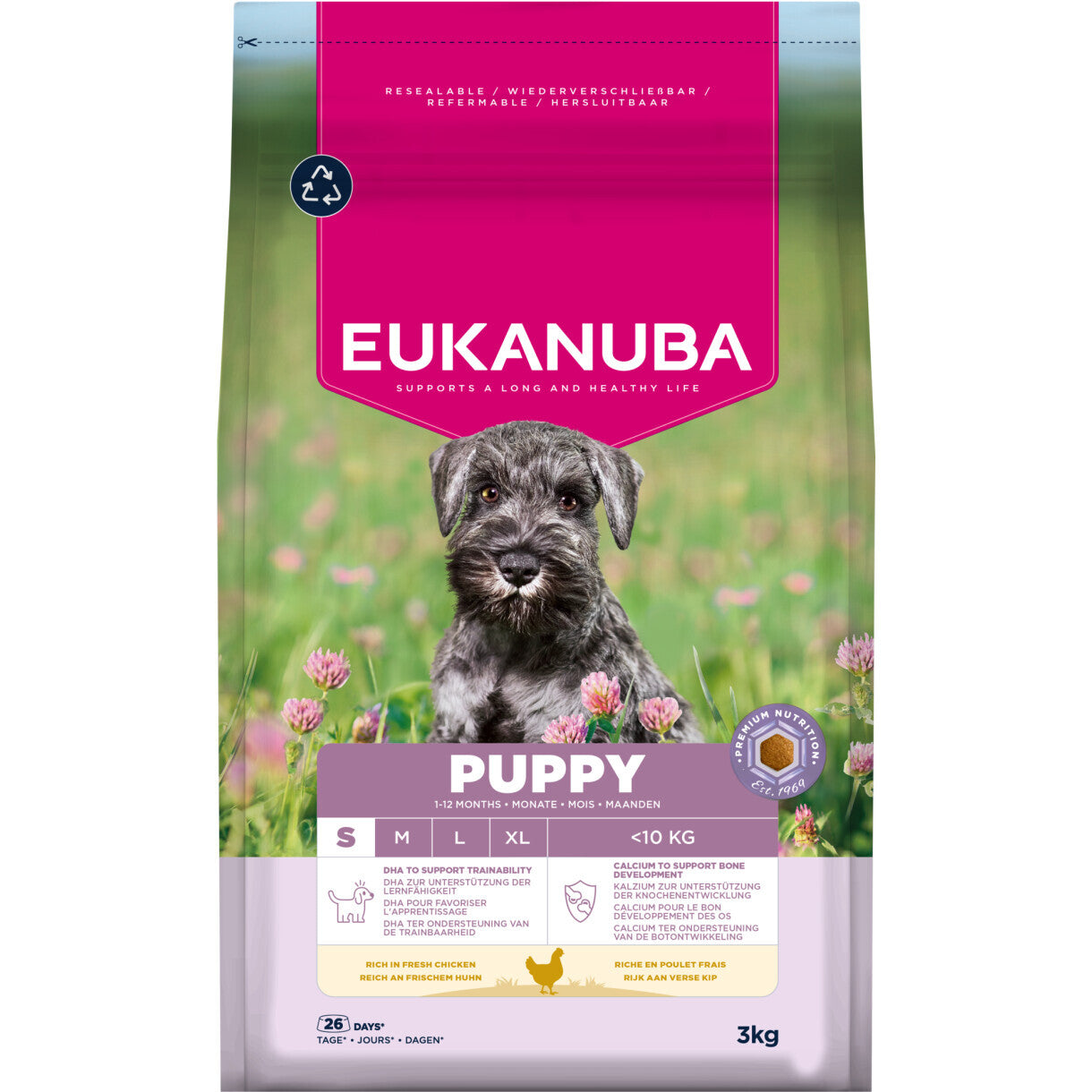 3 kg Eukanuba Puppy small breed hvalpefoder med kylling