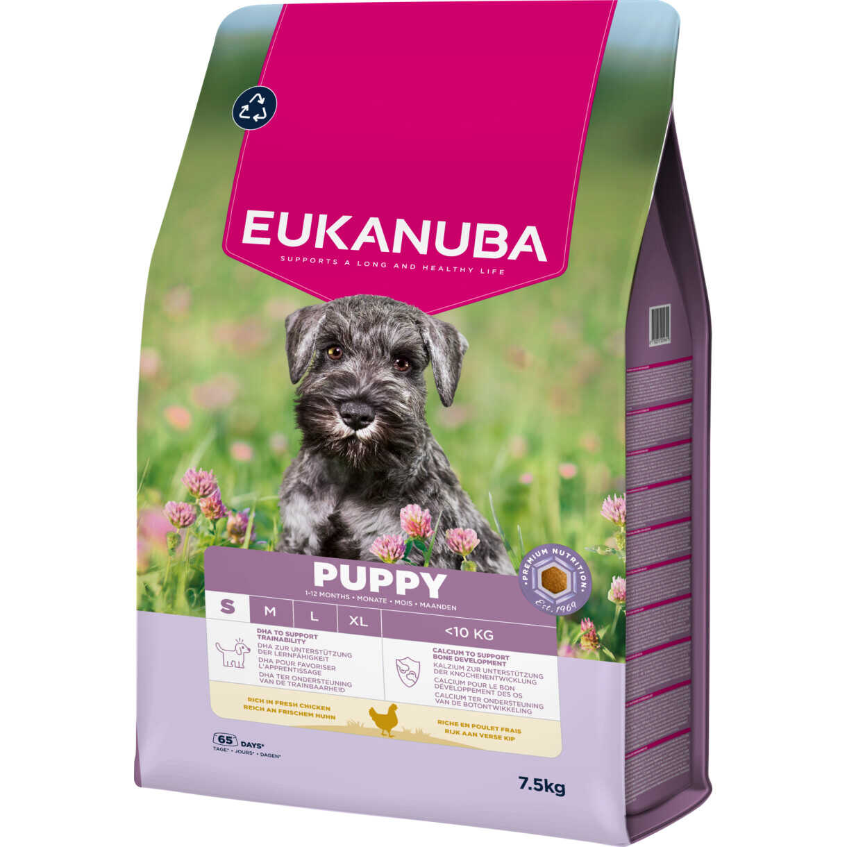 7,5 kg Eukanuba Puppy small breed hvalpefoder med kylling