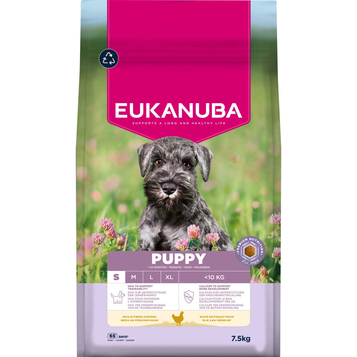 7,5 kg Eukanuba Puppy small breed hvalpefoder med kylling