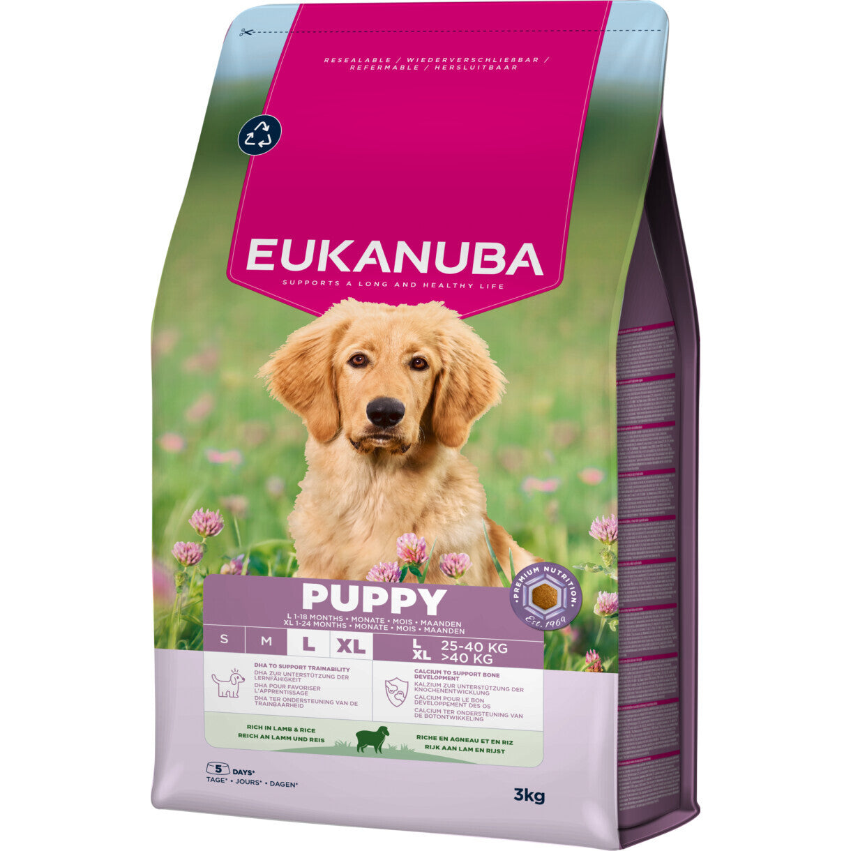 3 kg Eukanuba Puppy large breed med lam og ris hvalpefoder fra 4 uger til 12 mdr