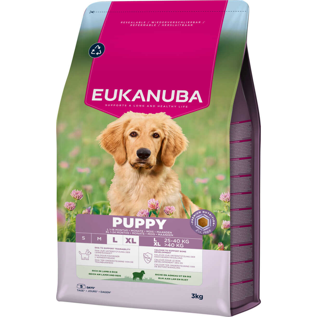 3 kg Eukanuba Puppy large breed med lam og ris hvalpefoder fra 4 uger til 12 mdr