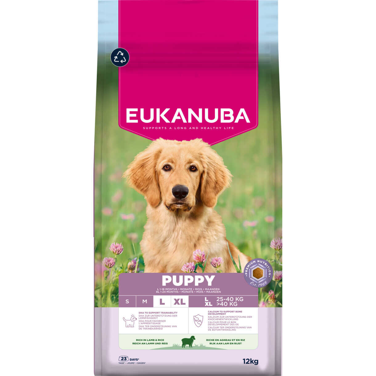 12 kg Eukanuba Puppy large breed hvalpefoder med lam og ris