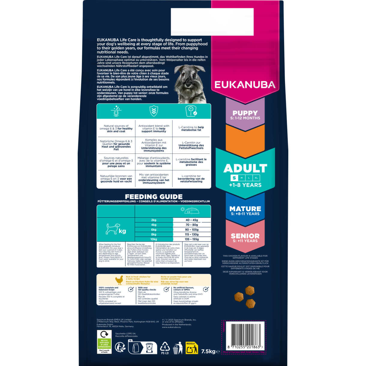 Eukanuba hundefoder med kylling til små hunde fra 1 til 8 år