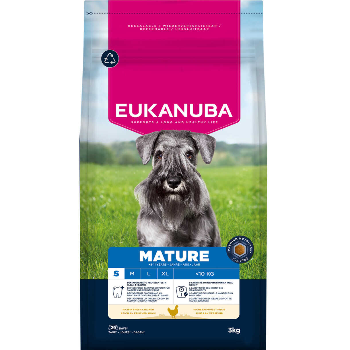 3 kg Eukanuba hundefoder Mature Small Breed med kylling