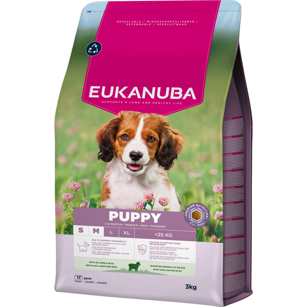 3 kg Eukanuba hvalpefoder Small og Medium med lam og ris