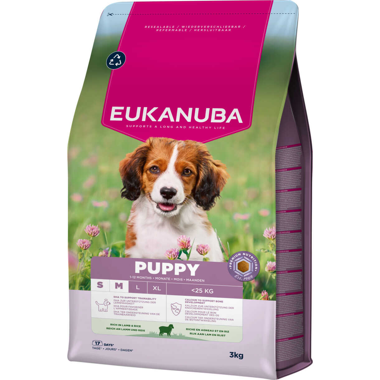 3 kg Eukanuba hvalpefoder Small og Medium med lam og ris