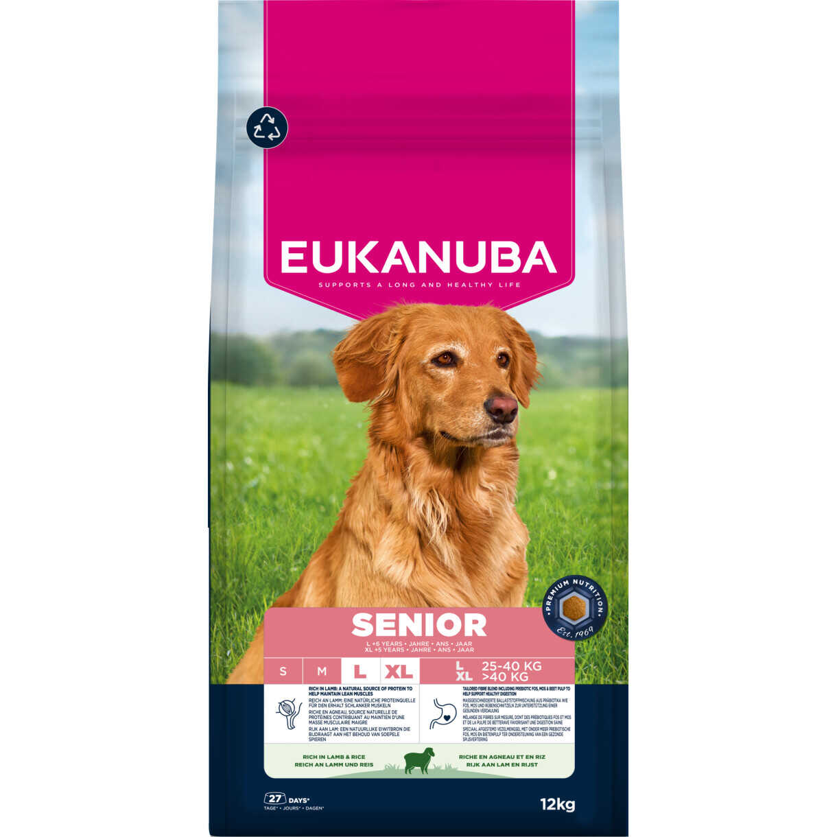 12 kg Eukanuba Senior hundefoder Large breed med lam & ris