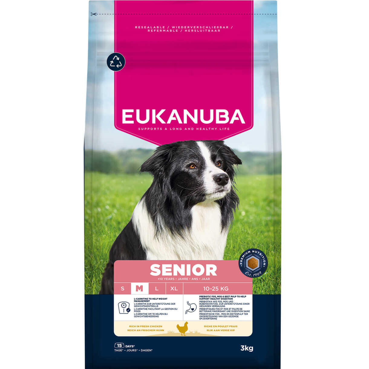 Eukanuba Senior hundefoder Medium Breed med kylling fra 10 år og op