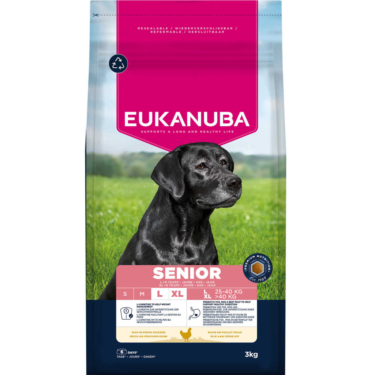 Eukanuba Senior hundefoder Large Breed med kylling fra 9 år og op