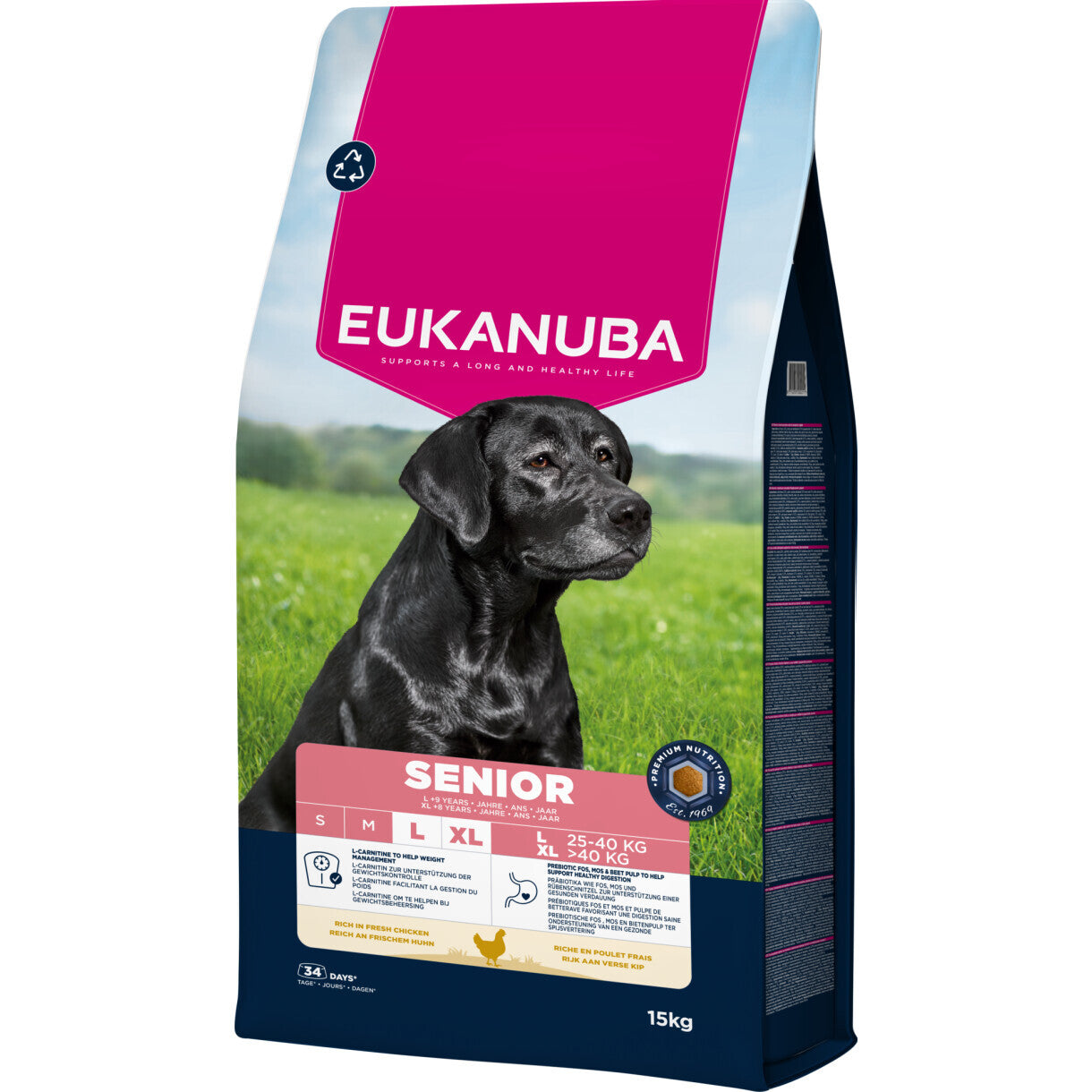 15 kg Eukanuba Senior hundefoder Large Breed med kylling