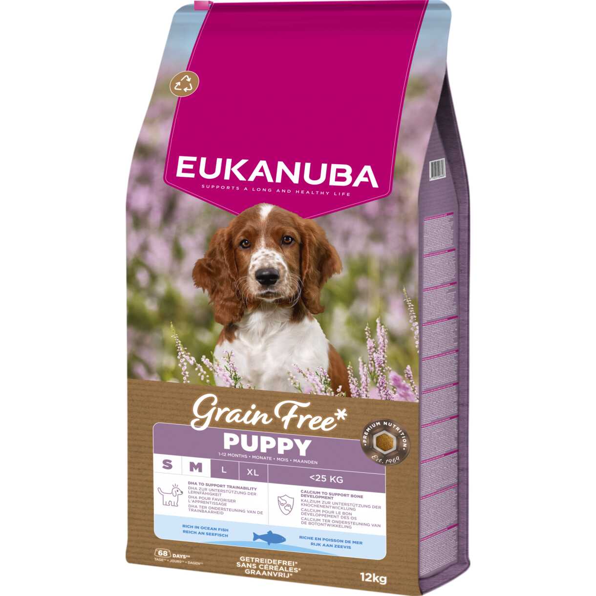 12 kg EUKANUBA Puppy & Junior og hvalpefoder med havfisk Small/Medium kornfri