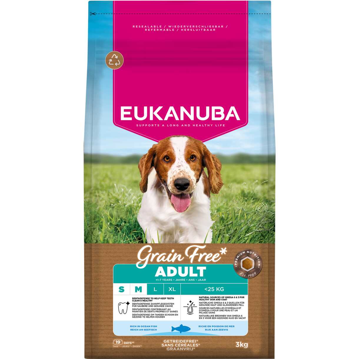 3 kg EUKANUBA hundefoder med havfisk small/Medium kornfri