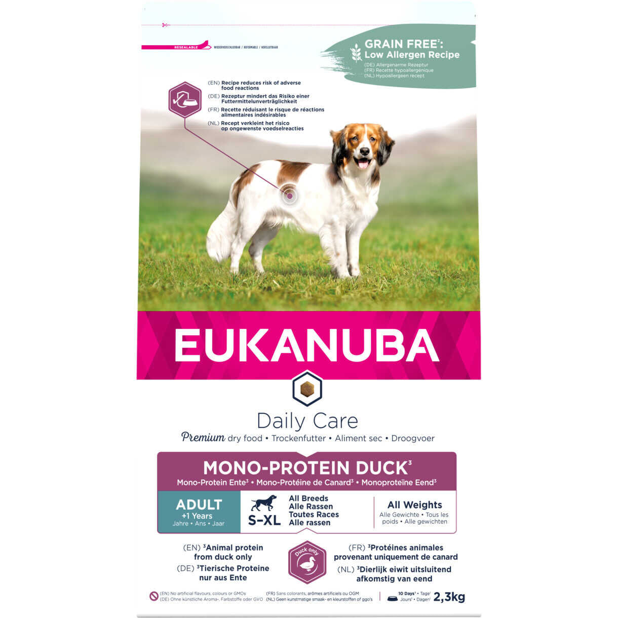 2,3 kg Eukanuba Daily Care Mono Protein hundefoder med and